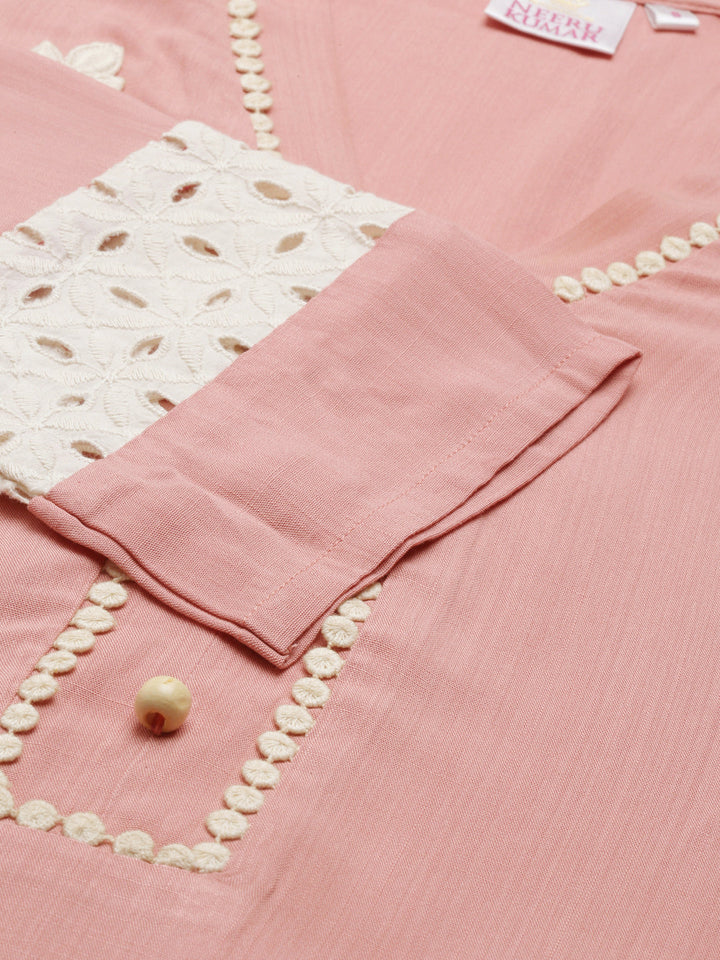 Neerus Orange rayon solid kurta - detail view 4