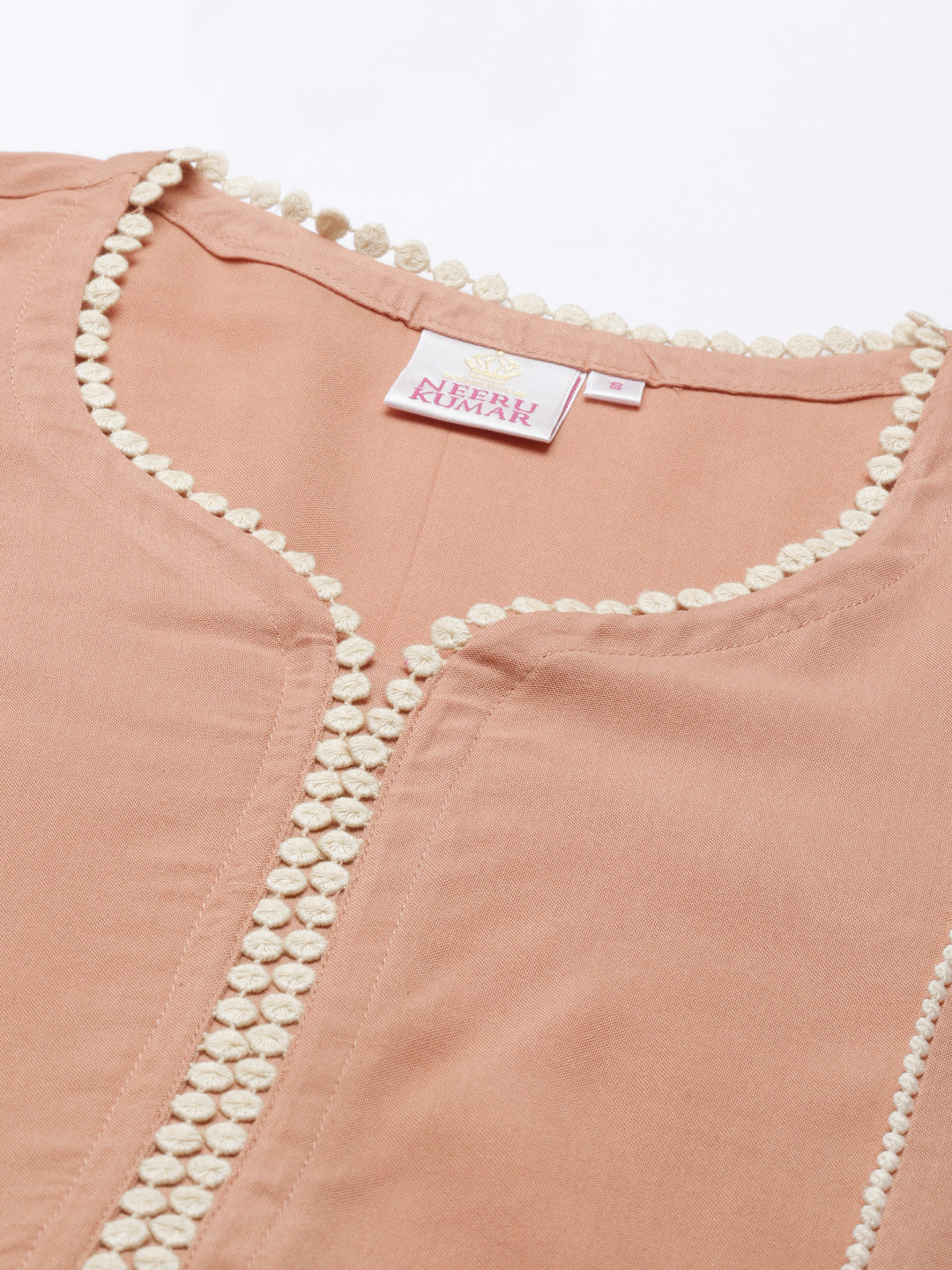 Neerus Orange rayon solid kurta - back view