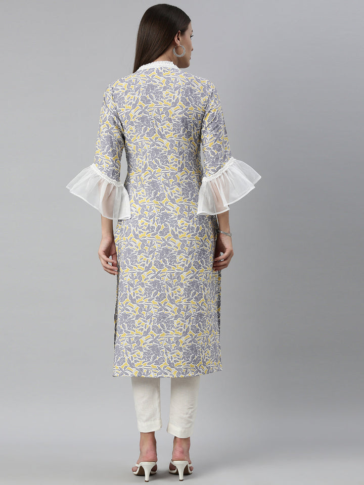 Neerus Grey rayon solid kurta - detail view 2