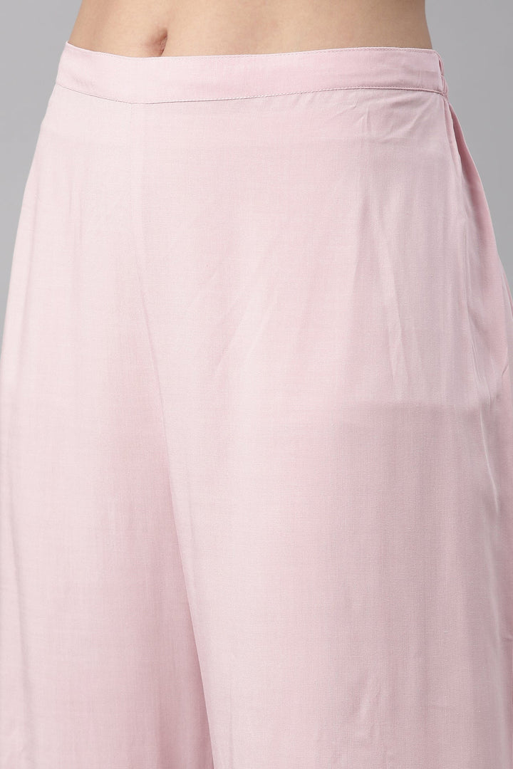 Neerus Pink jute cotton embroidered kurta set - detail view 4