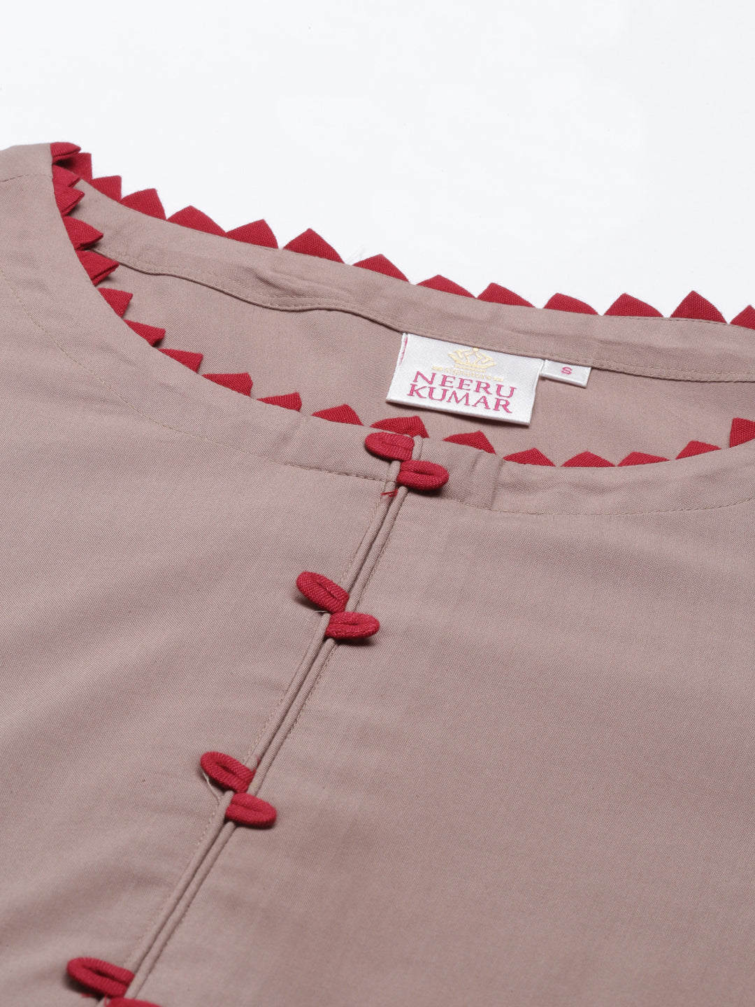 Neerus Beige rayon solid kurti - back view