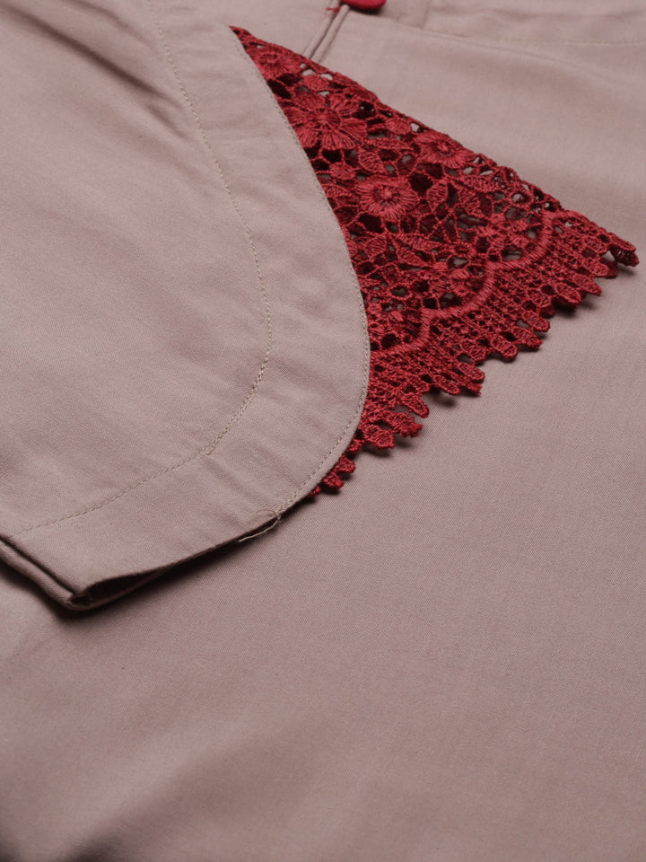 Neerus Beige rayon solid kurti - detail view 4