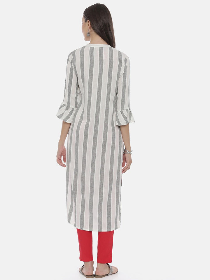 Neerus Grey Rayon Embroidered Straight Kurta - detail view 2