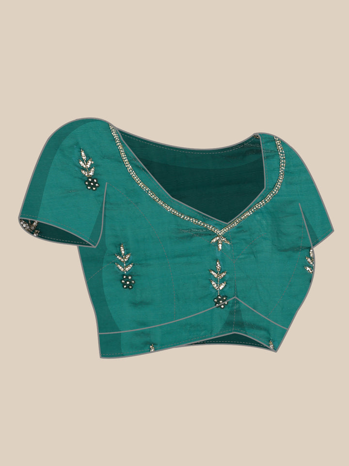 Neerus Green tissue embellished saree - detail view 3