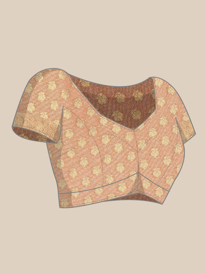 Neerus Multi Banarasi woven saree with zari border and butis - detail view 3