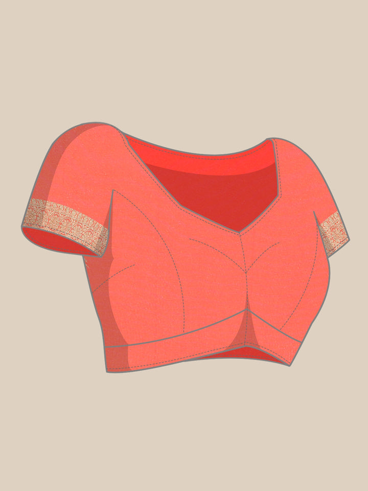 Neerus Pink crepe woven saree with zari border - detail view 3
