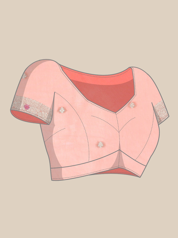 Neerus Pink Banarasi woven saree - detail view 5