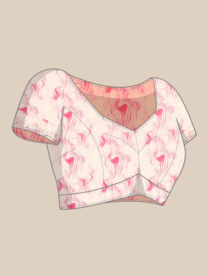 White & Pink satin saree with Swarovski embroidery