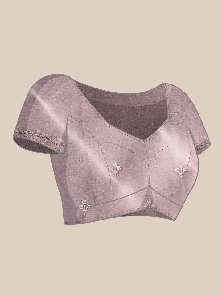 Neerus Pink organza hand embroidered saree - detail view 3