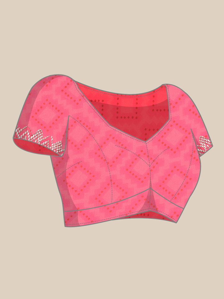 Neerus Satin Embellished Printed Saree with Swarovski Border - detail view 3