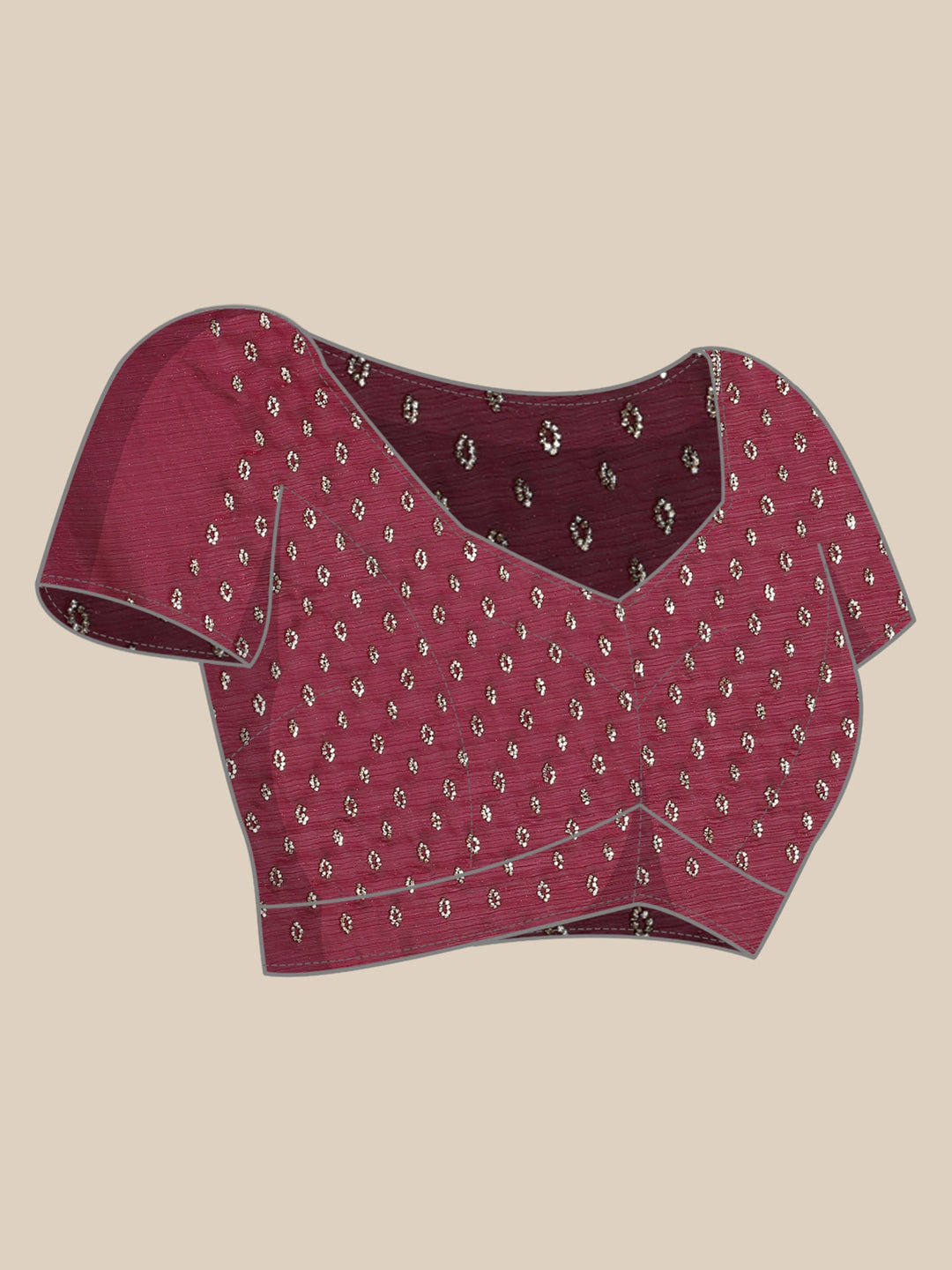 Neerus Maroon tissue hand embroidered saree - detail view 5