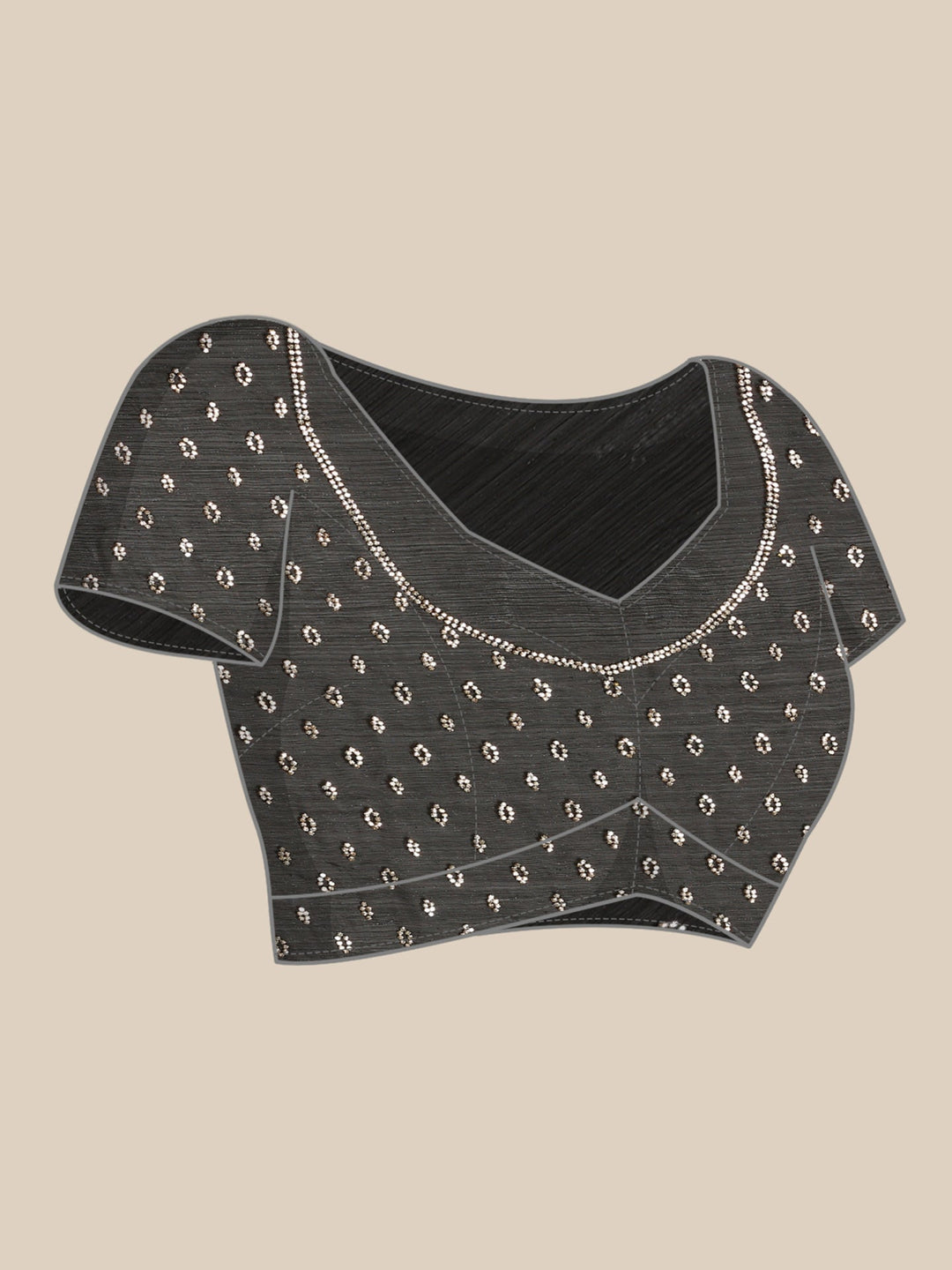 Neerus Black tissue hand embroidered saree - detail view 4