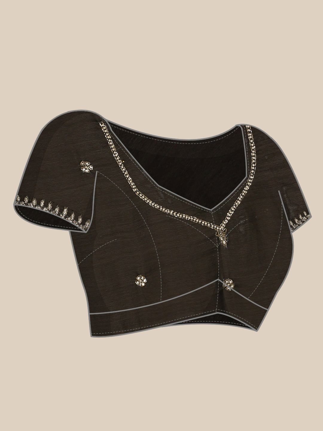 Neerus Black tissue embellished saree - detail view 3