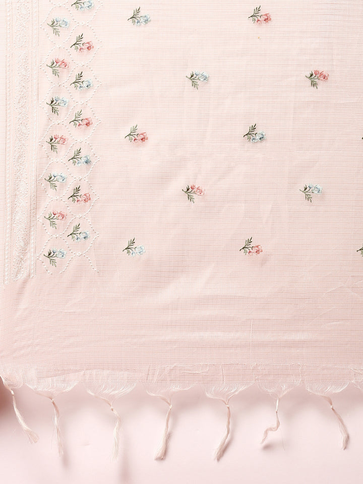Neerus Beige Chanderi thread embroidered suit set - detail view 4