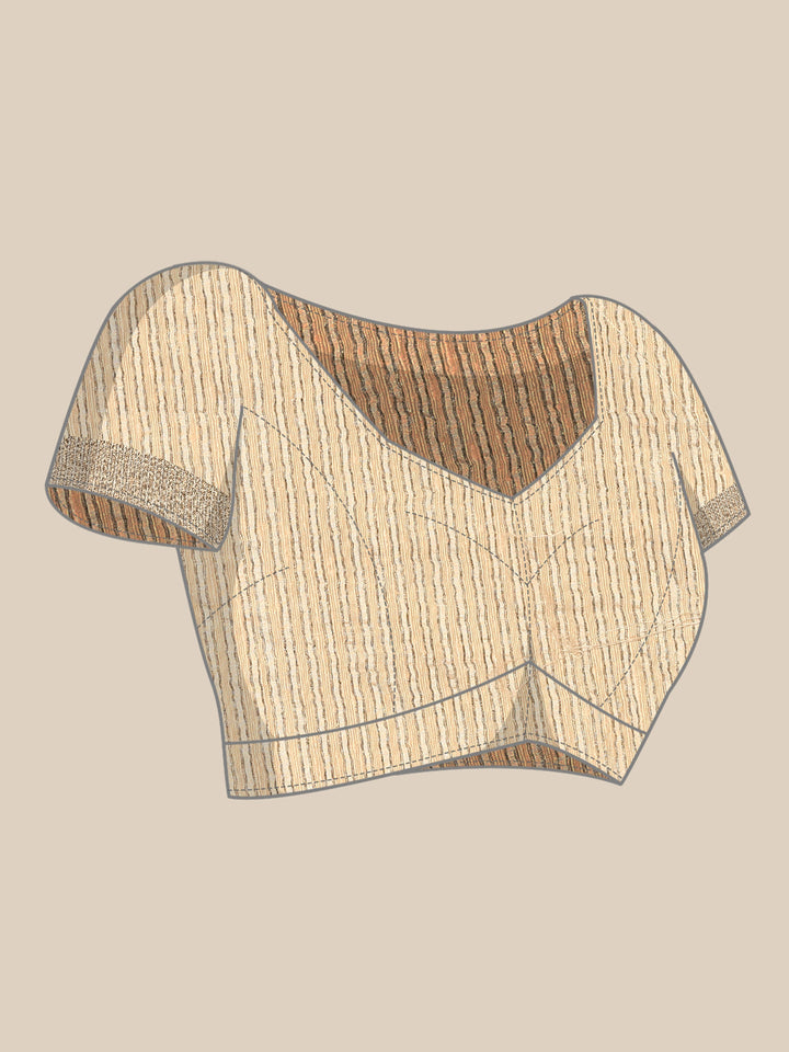 Cream Natural Dupion Saree With Floral Print