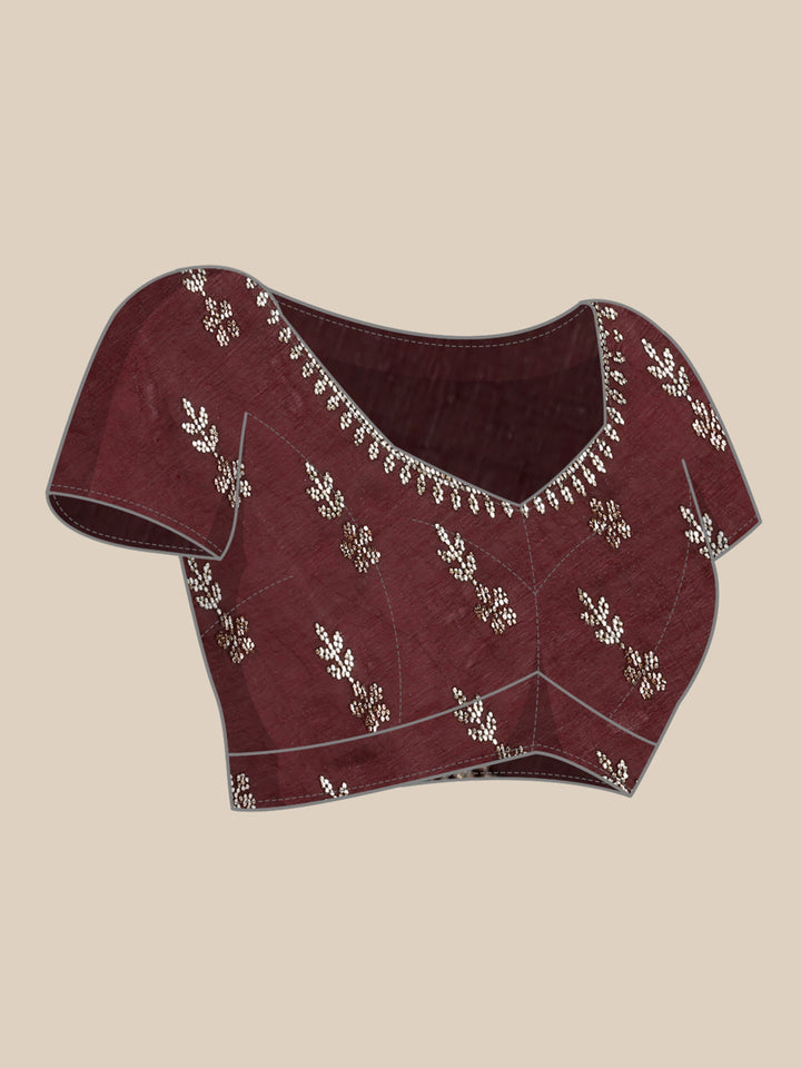 Neerus Red tissue hand embroidered saree - detail view 4