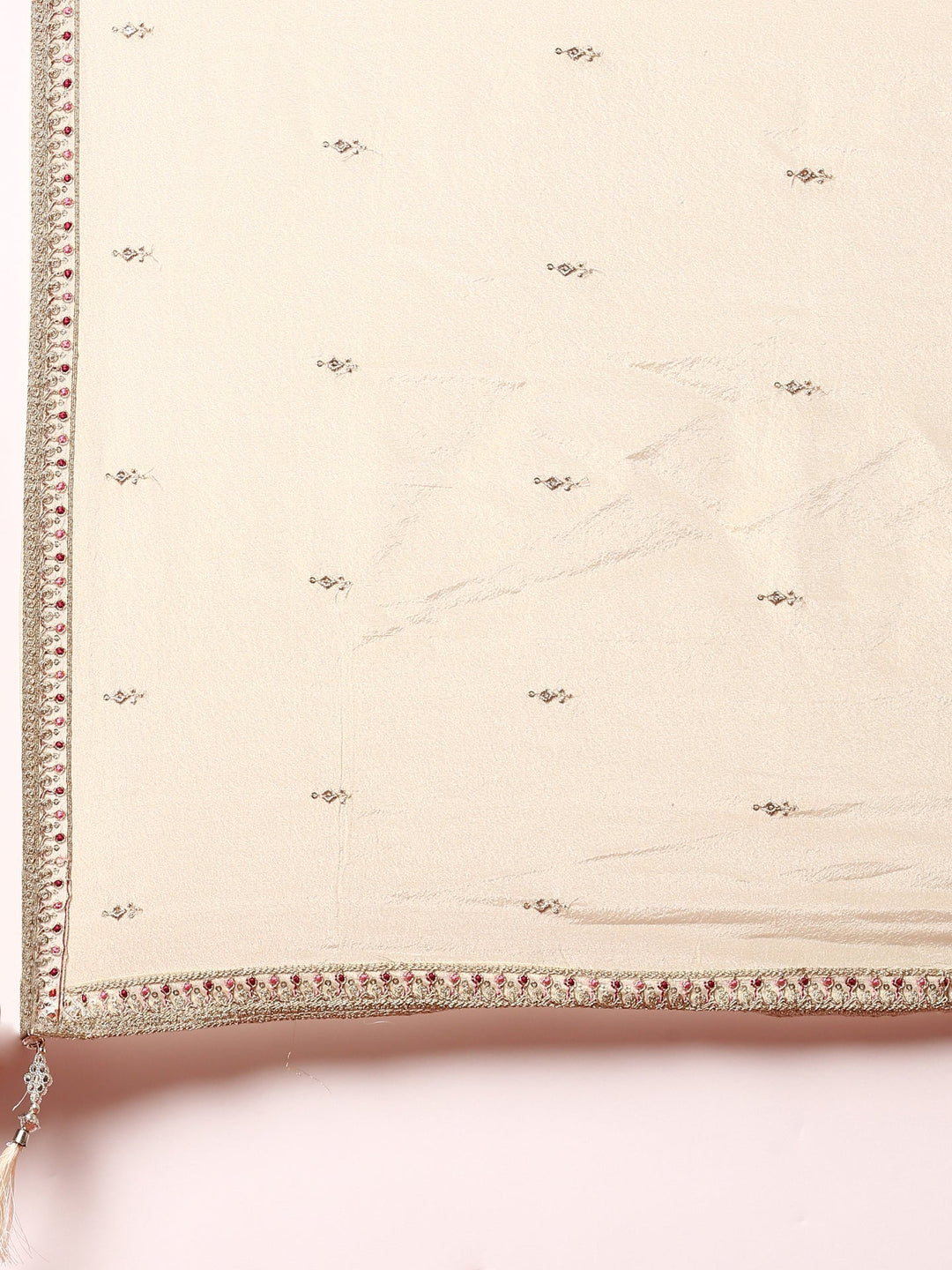 Neerus Beige tissue hand embroidered anarkali suit set - detail view 4