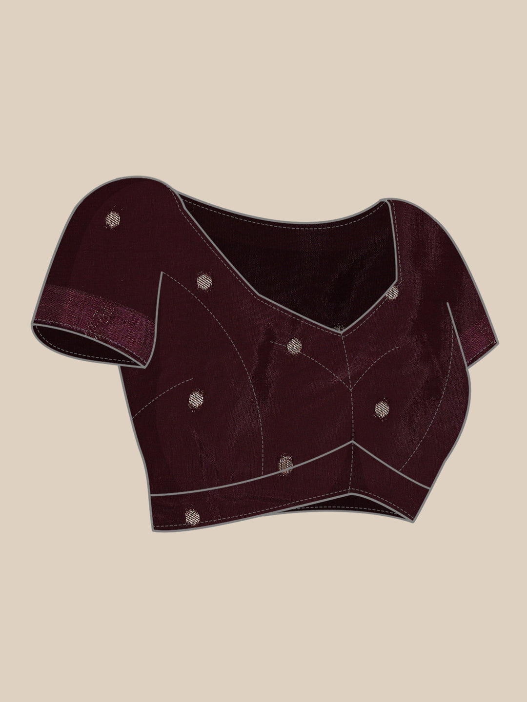Neerus Maroon crepe woven saree with zari jaal border - detail view 3