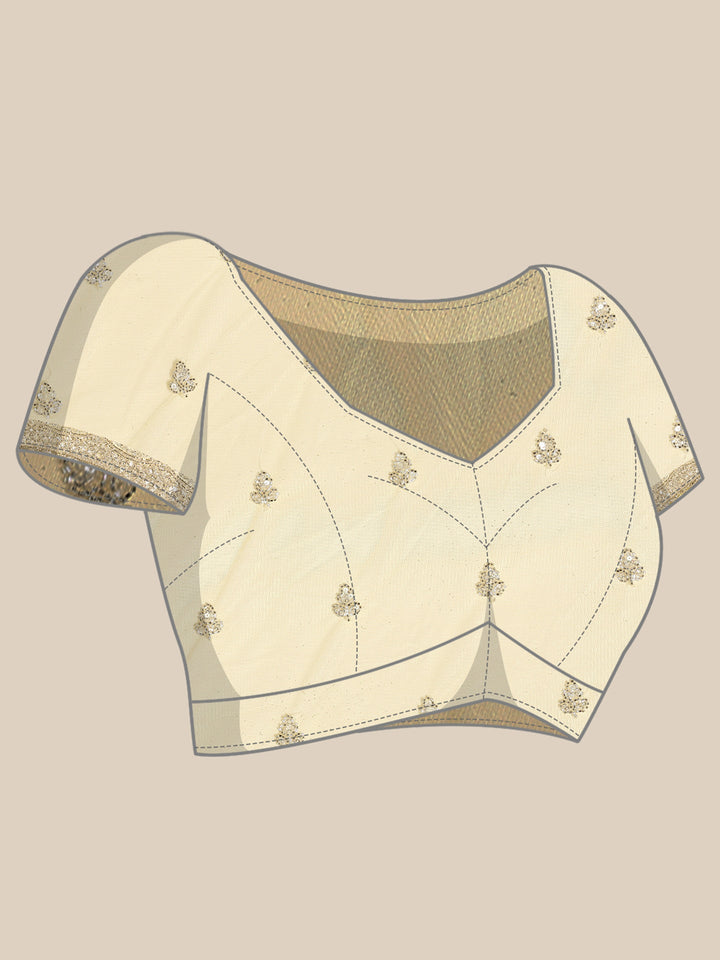 Neerus Yellow net hand embroidered saree - detail view 3