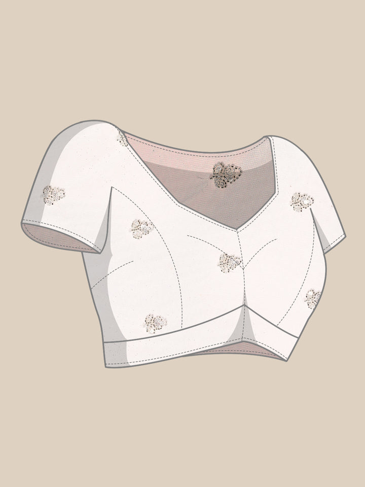 Baby pink net saree with cut Dana hand embroidery