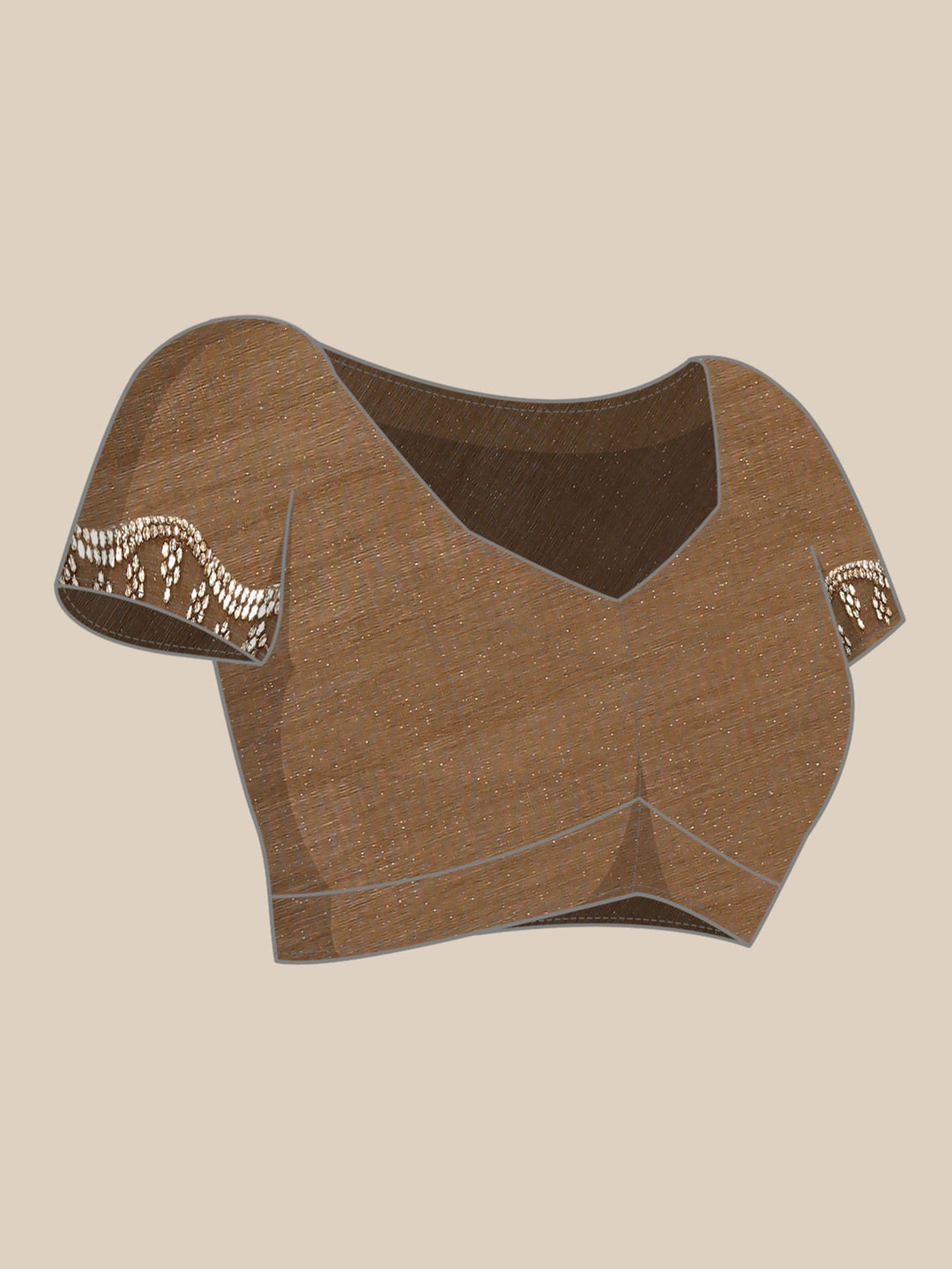 Neerus Gold tissue embellished saree with floral print - detail view 3
