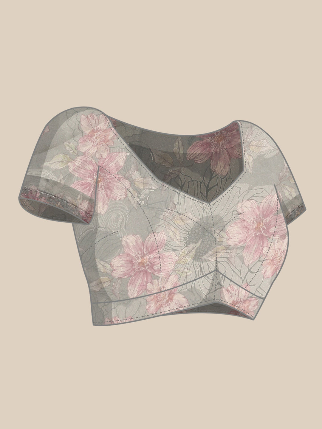 Neerus Satin floral embellished saree - detail view 3
