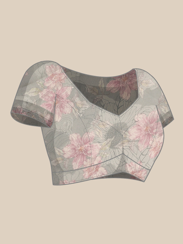 Neerus Satin floral embellished saree - detail view 3