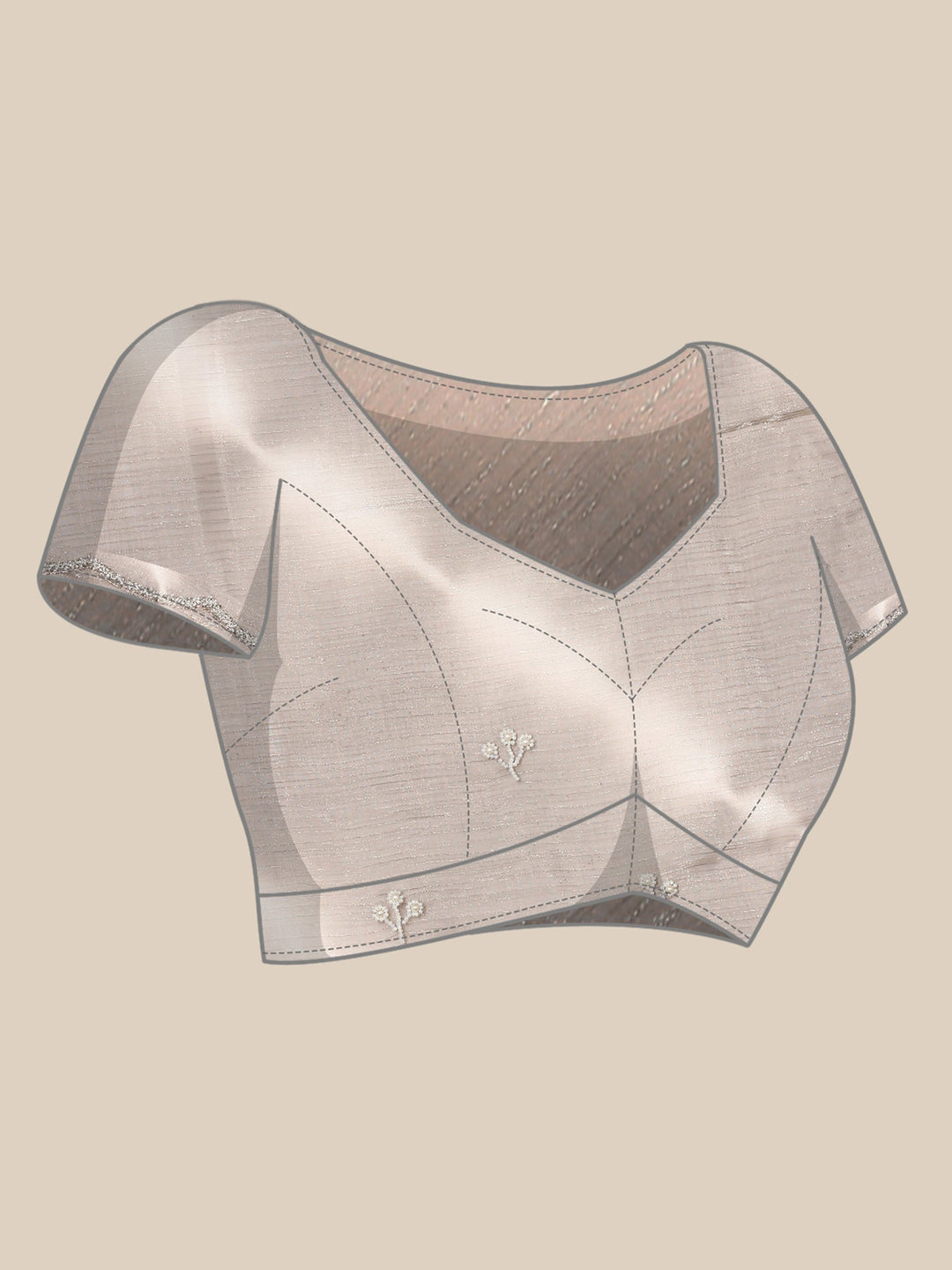 Neerus Grey organza hand embroidered saree - detail view 3