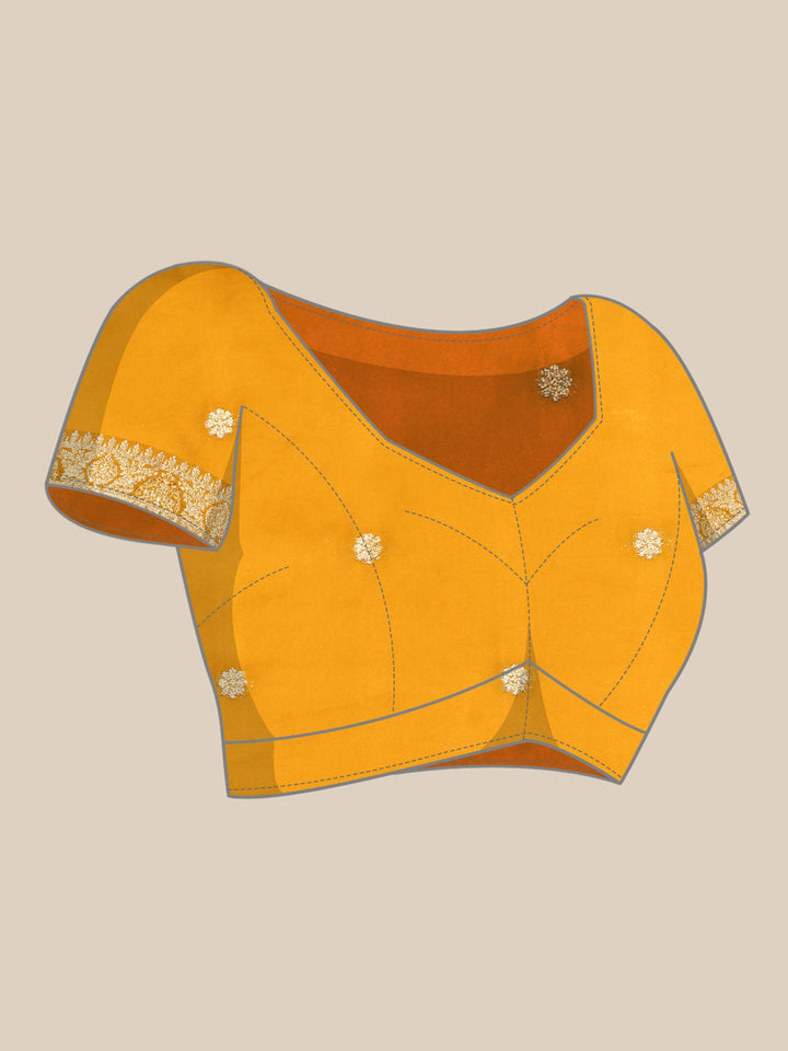 Yellow Banaras Silk Saree With Rich Zari Motifs And Border