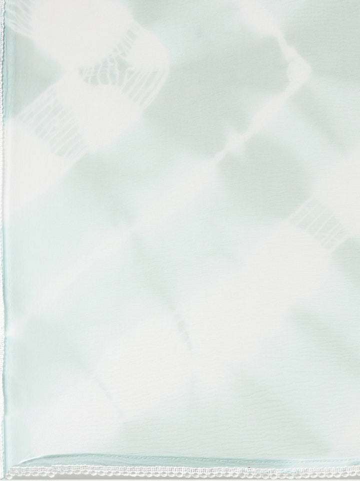 Neerus Blue solid straight kurta set with trouser and dupatta - detail view 4