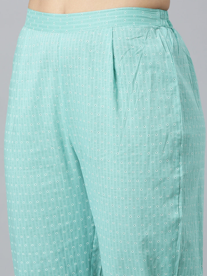 Neerus Blue printed straight suit set - detail view 3