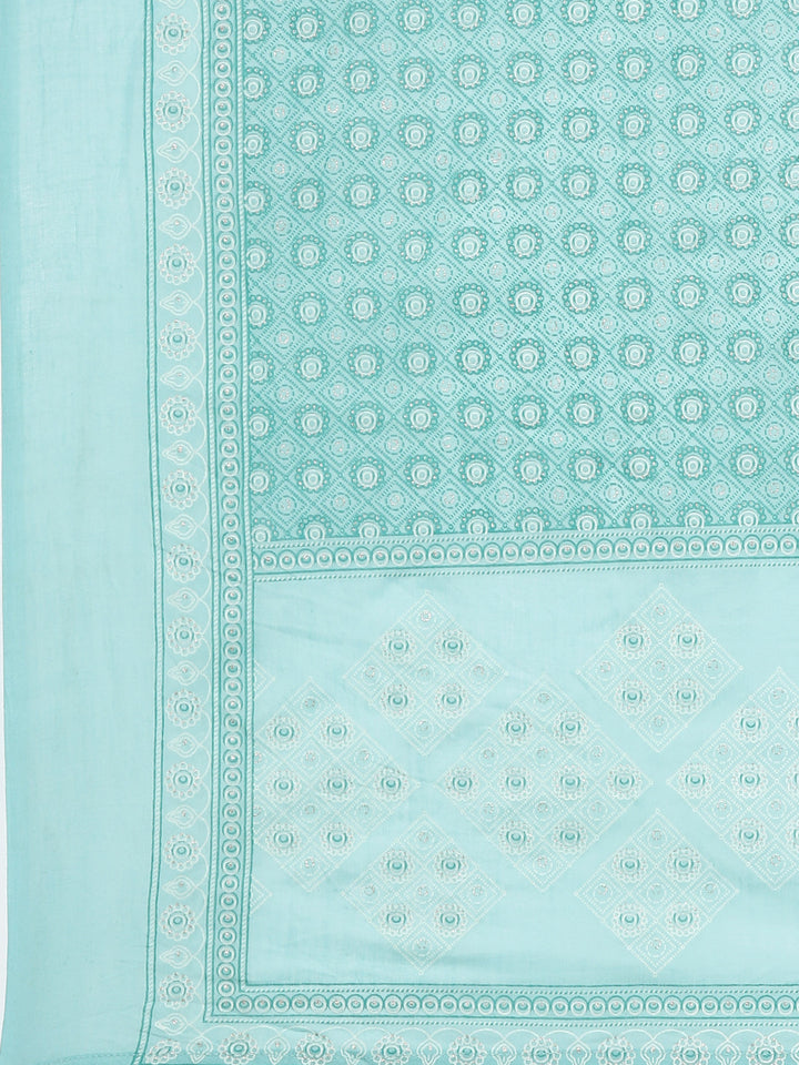 Neerus Blue printed straight suit set - detail view 4