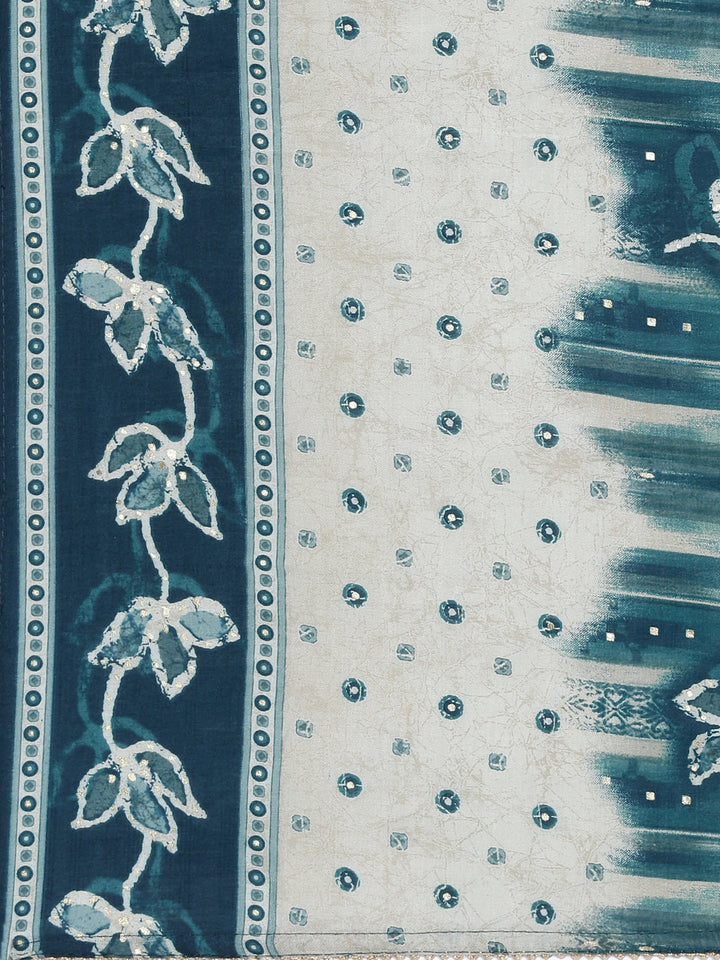 Neerus Green printed kurta set with trouser and dupatta - detail view 4