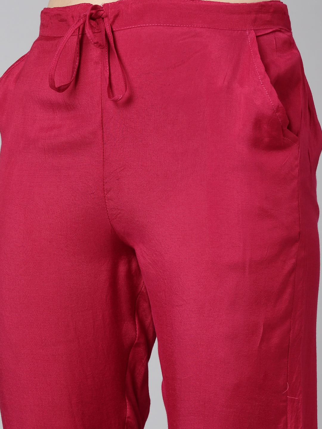Neerus Pink printed straight kurta set with dupatta - detail view 3