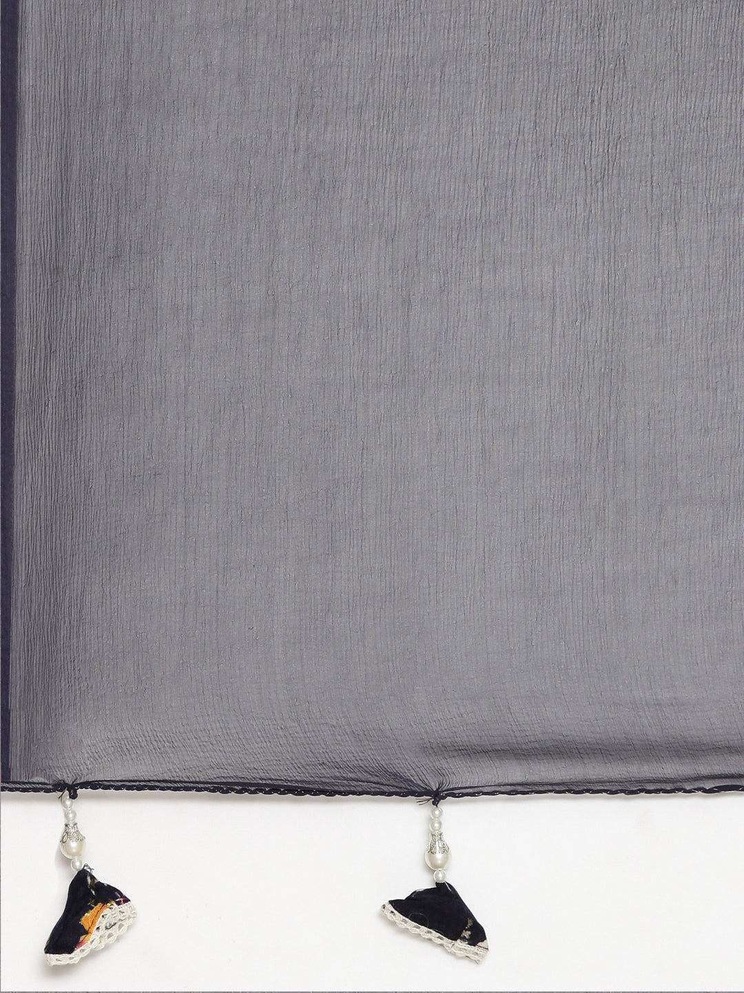 Neerus Blue printed straight kurta set with trouser and dupatta - detail view 4