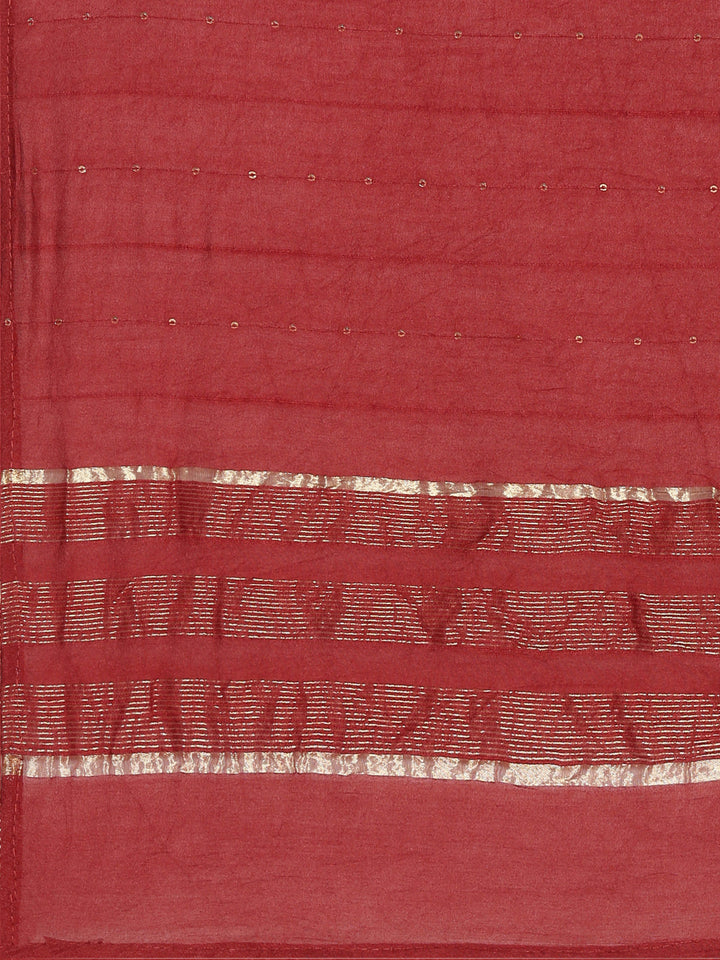 Neerus Maroon printed straight kurta set - detail view 4