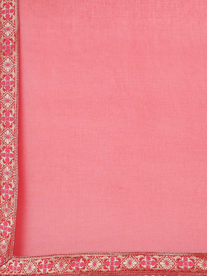 Neerus Red printed straight kurta set with dupatta - detail view 4