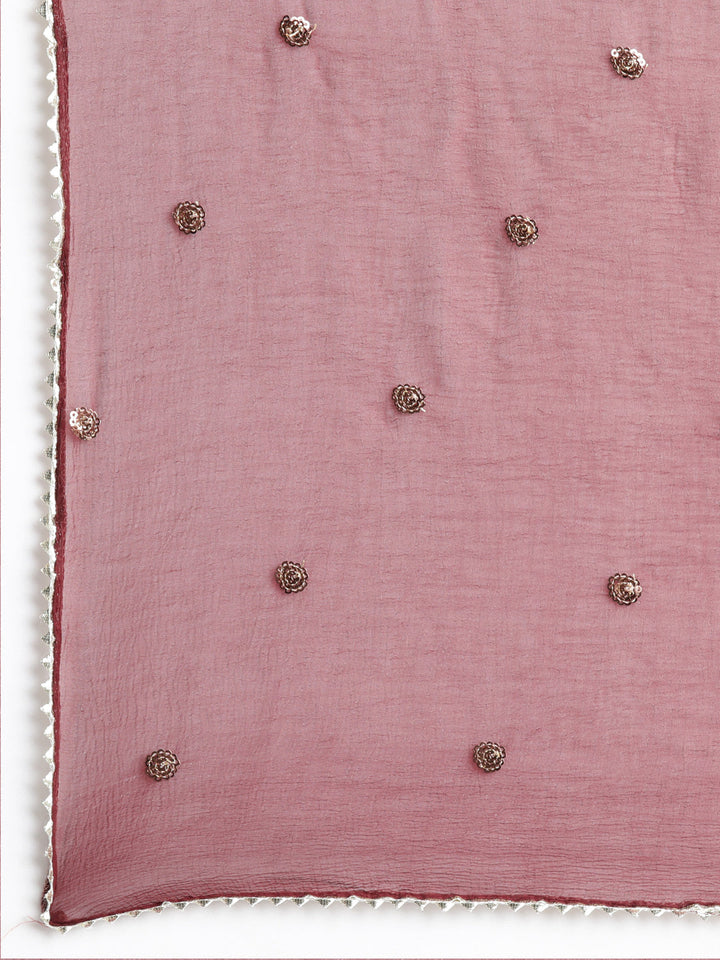 Neerus Pink floral printed straight suit set - detail view 4