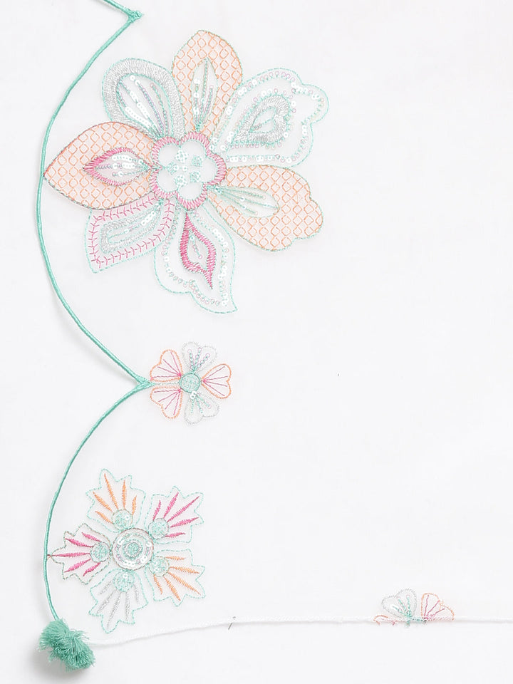 Neerus Green Panelled Curved Printed Kurta and Palazzos With Dupatta