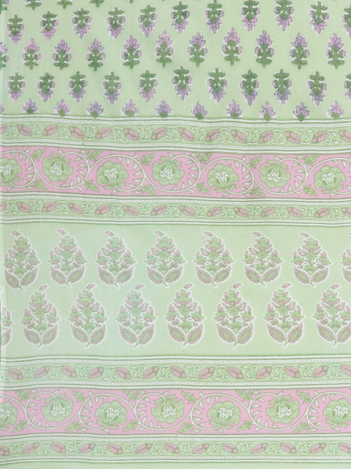 Neerus Lime Green Printed Straight Kurta and Trousers With Dupatta