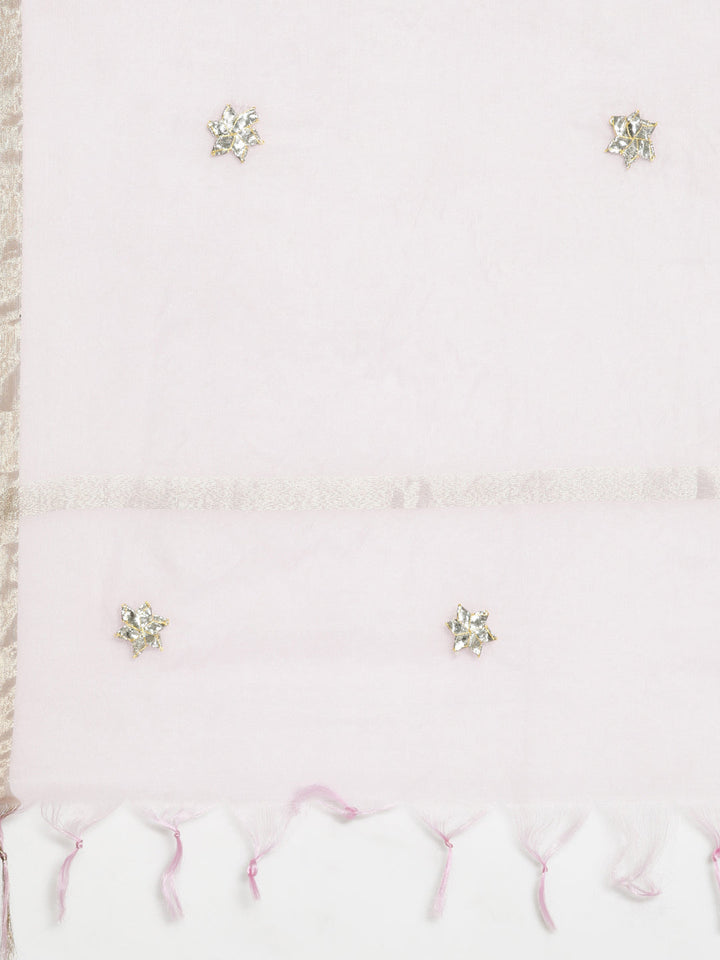 Neerus Pink Chanderi Cotton printed kurta set - detail view 4