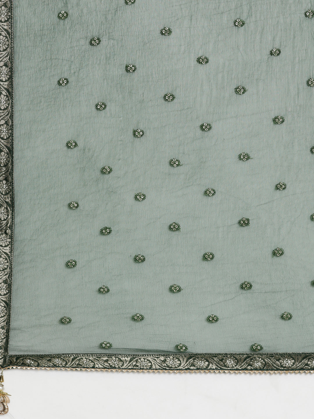 Neerus Green Chanderi Cotton Printed Kurta Set - detail view 4