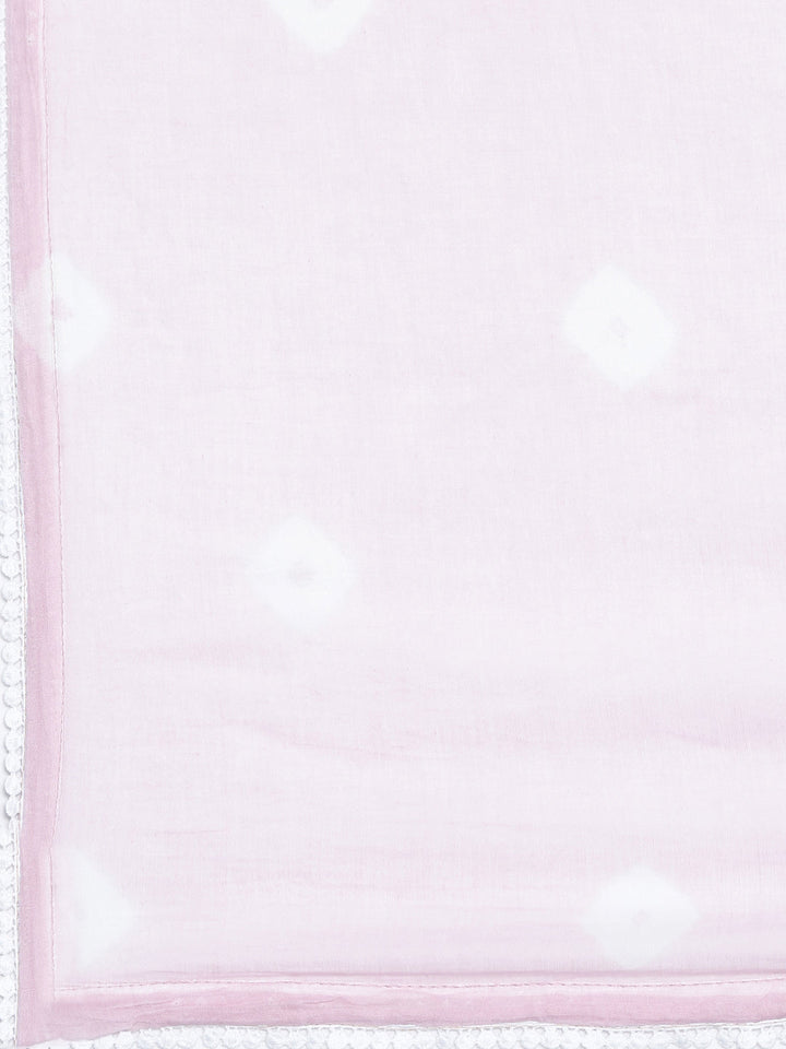 Neerus Pink solid straight kurta set with trouser and dupatta - detail view 4