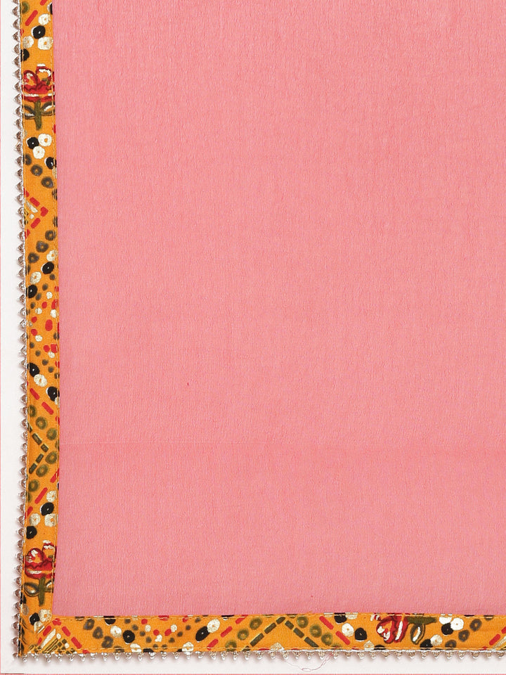Neerus Yellow printed straight kurta set with dupatta - detail view 4