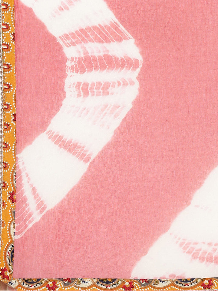Neerus Yellow printed straight kurta set with trouser and dupatta - detail view 4