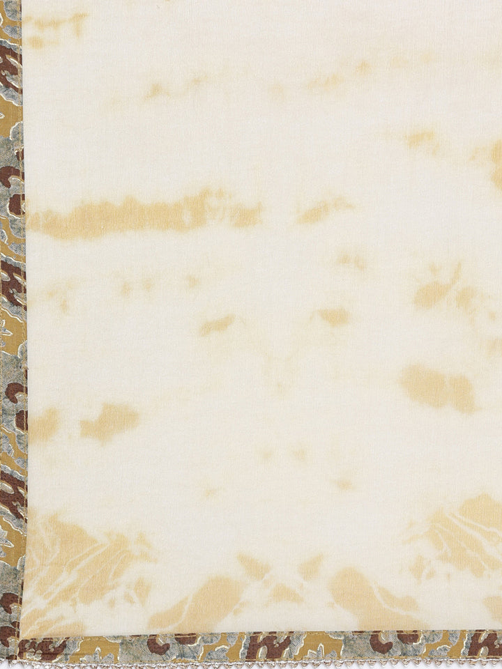 Neerus Yellow Viscose Rayon Printed Kurta Set with Sharara and Dupatta - detail view 4