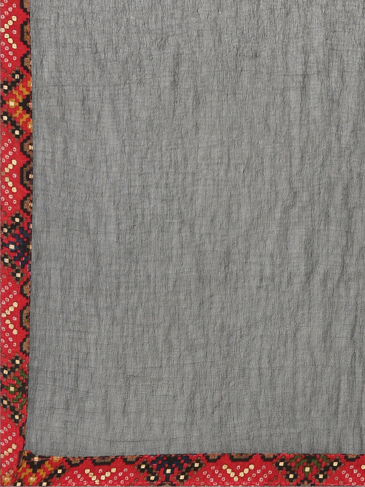Neerus Red printed straight kurta set with dupatta - detail view 4