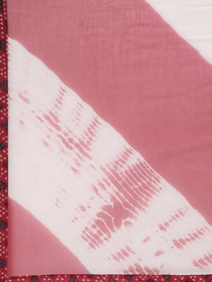 Neerus Pink printed kurta set with trouser and dupatta - detail view 4