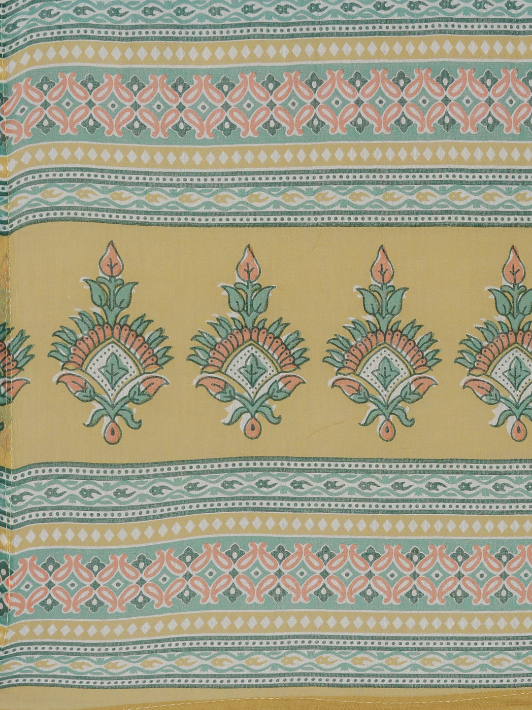 Neerus Orange cotton printed kurta set with palazzo and dupatta - detail view 4