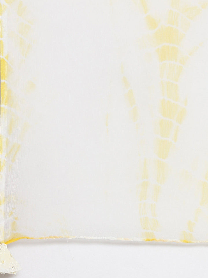Neerus Yellow cotton solid kurta set with trouser and dupatta - detail view 4
